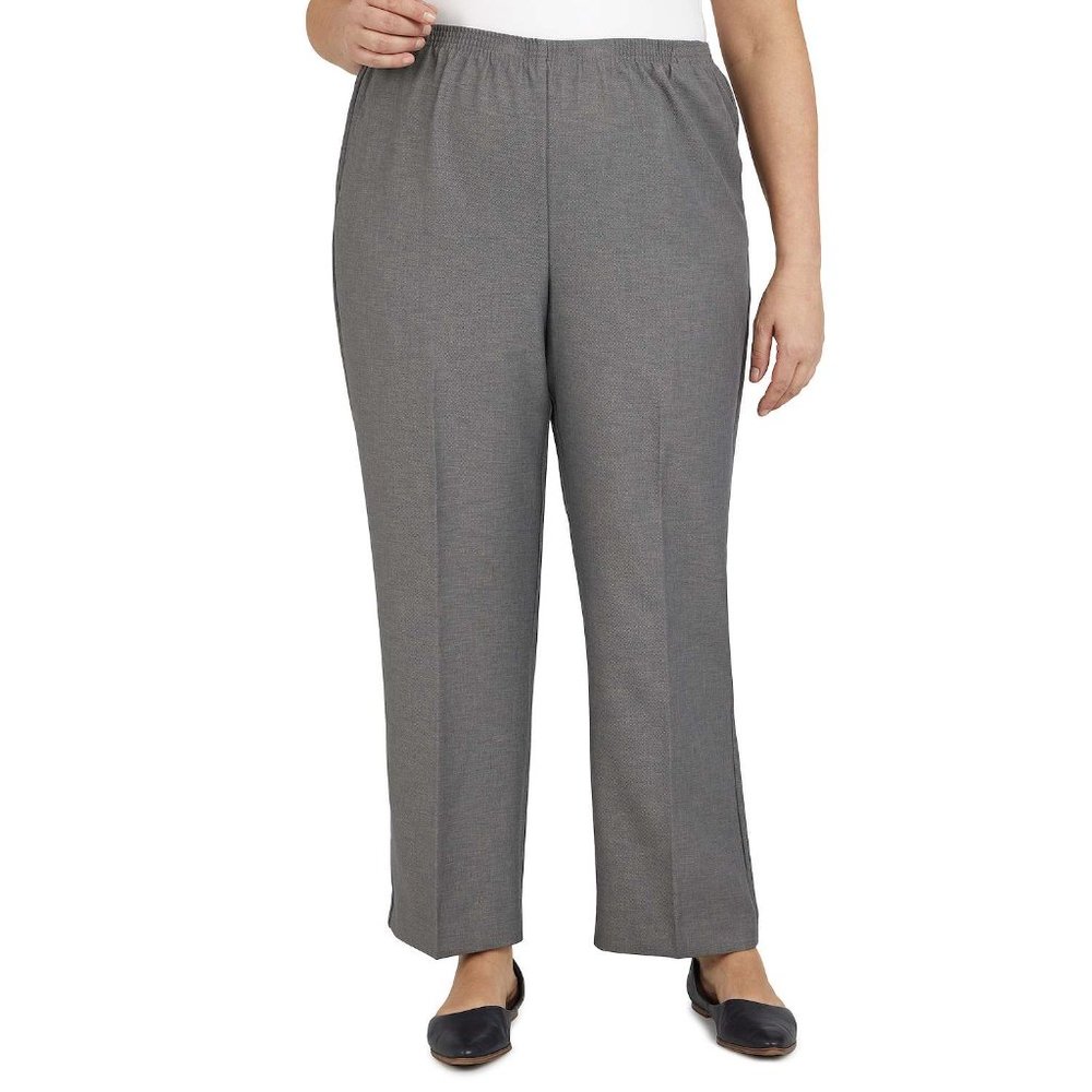 Alfred Dunner 24W Gray Straight Leg Elastic Waist Pants